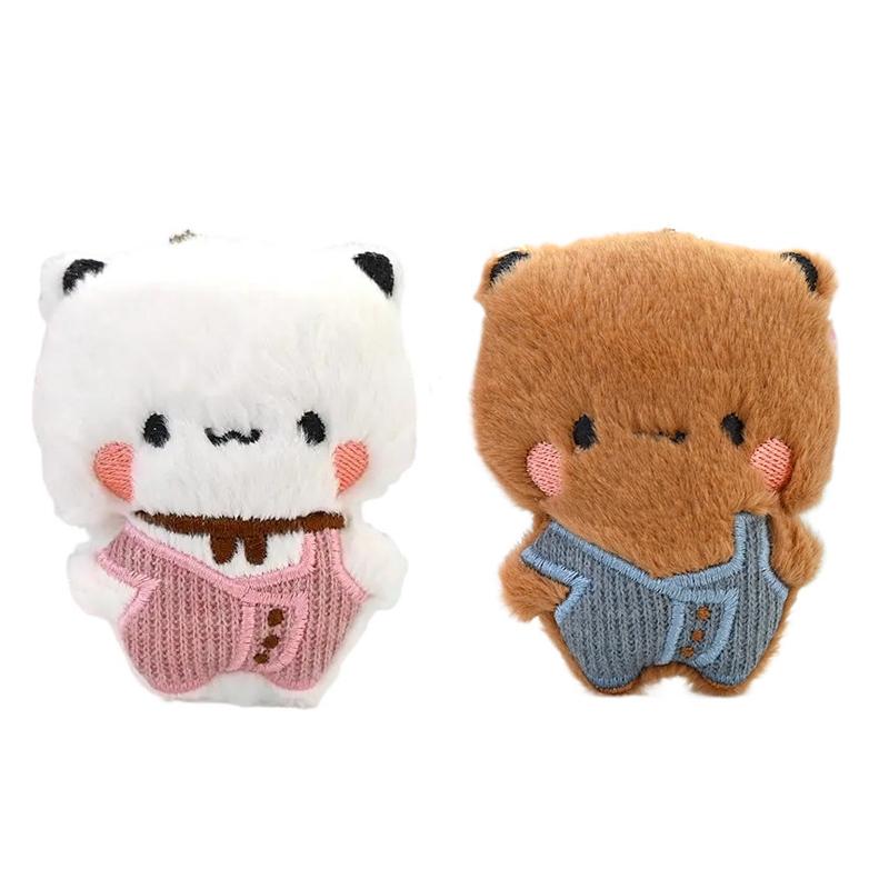 Portachiavi Peluche Bubu Dudu Salopette Carine Bambola Panda Ciondolo per Borsa Kawaii Giocattolo Animale Cartone Animato Cose Carine Regalo di San Valentino