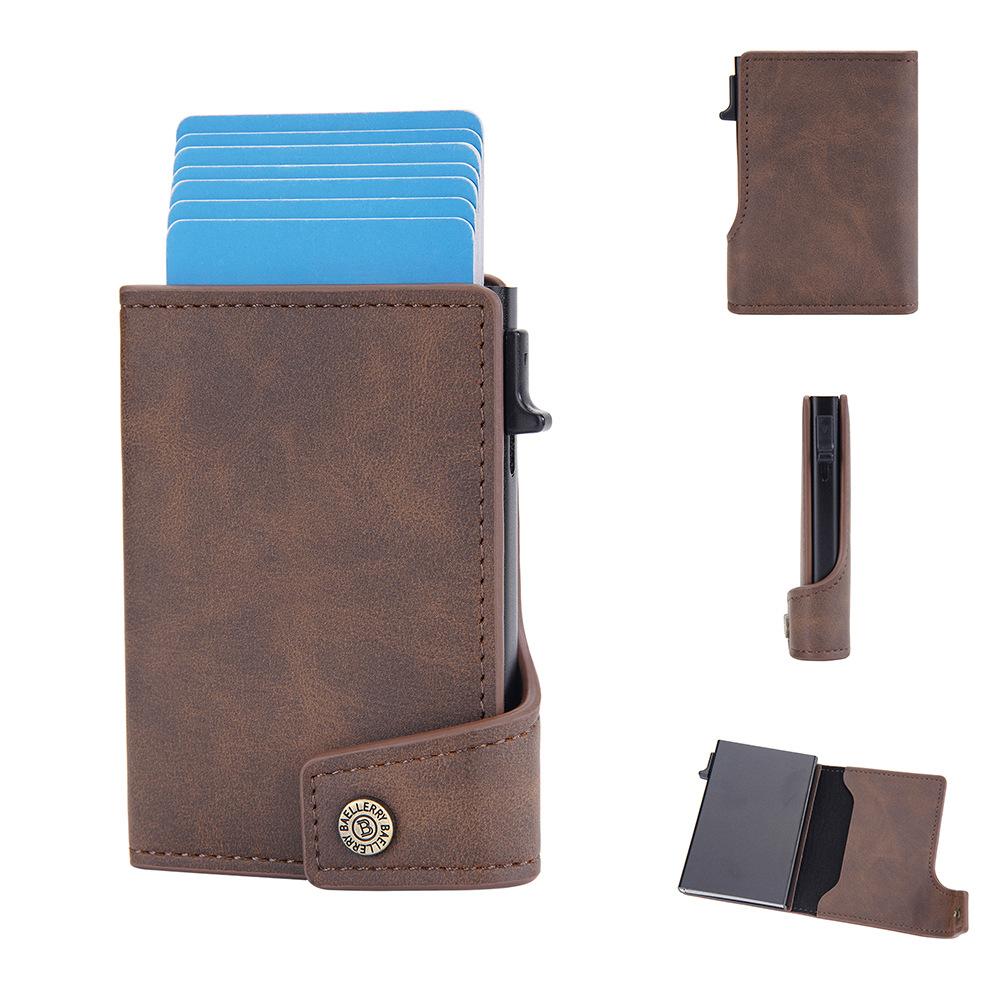 New card bag male retro side push elastic card metal aluminum box anti-magnetic simple card clip