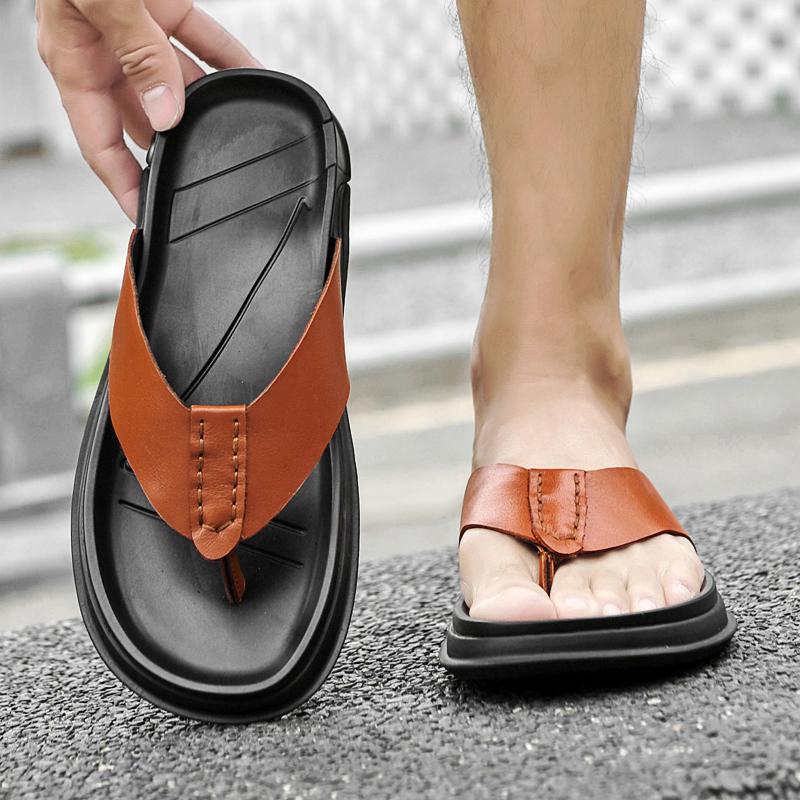 Fashion Non-Slip Outdoor Slippers Men's Flip Flops Comfortable Soft Sole Beach Sandals Lightweight Casual Shoes for Summer Size 38-46