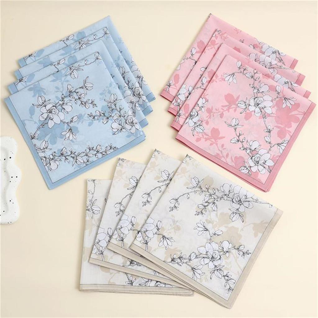 1PC Women Hankies Printing Flowers Hanky Florals Absorbent Cotton Handkerchief