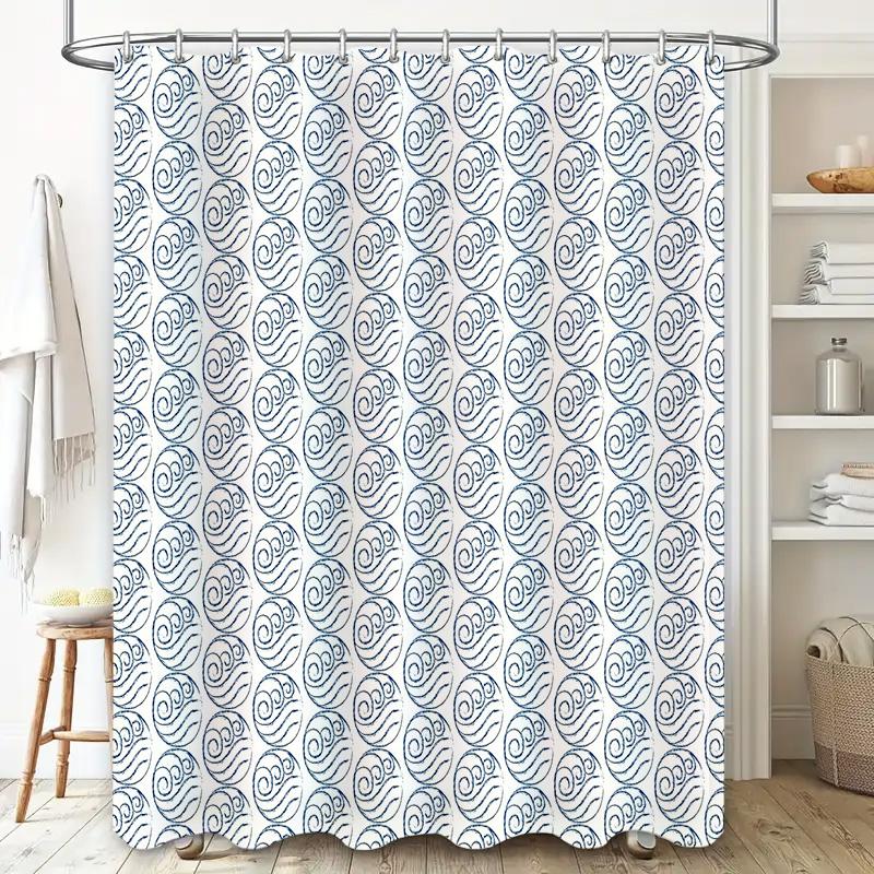 Ocean Wave Shower Curtain Blue Sea Pattern Bathroom Decor Waterproof Fabric Liner Vintage Coastal Home Textile Wall Hanging