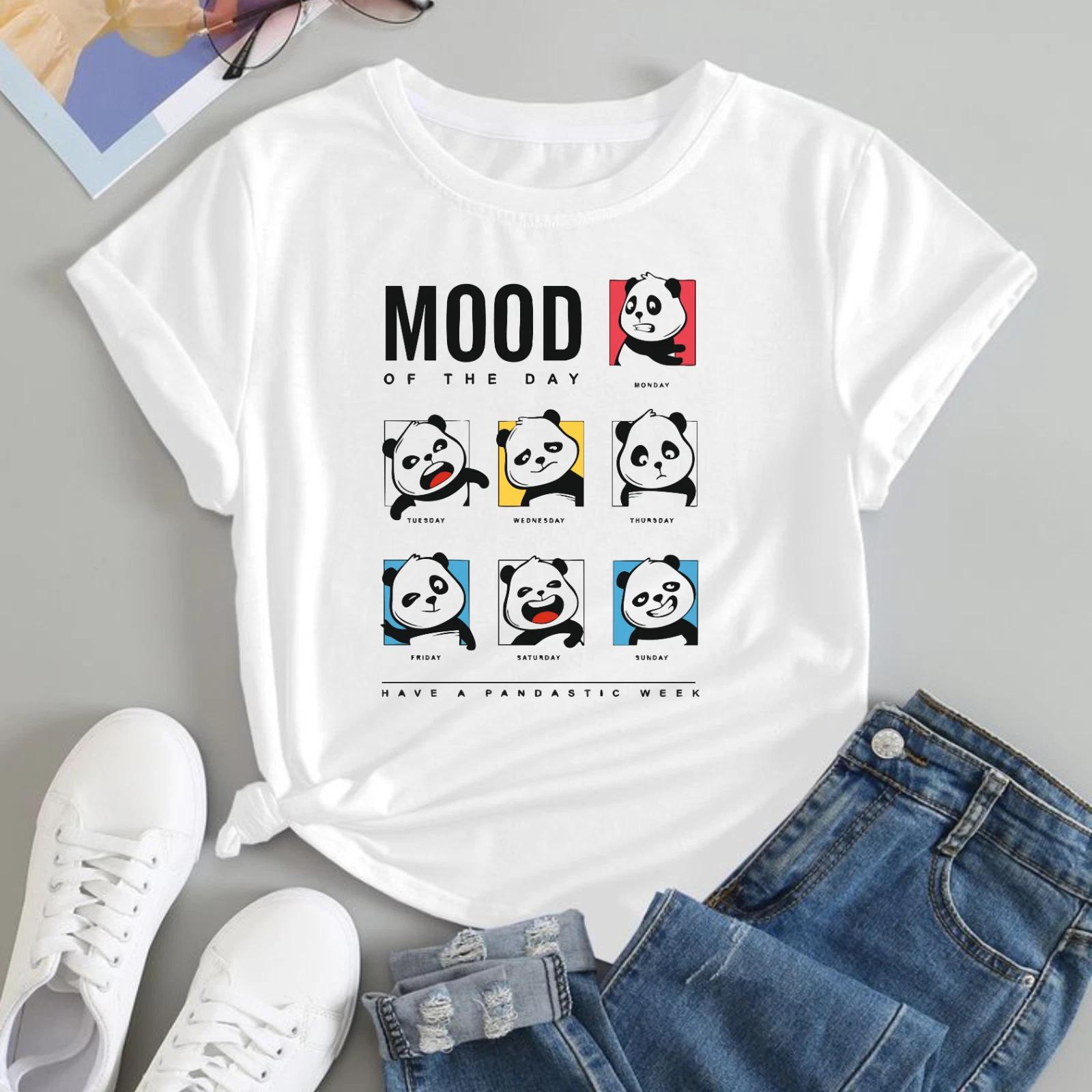 Funny Weekend Days Graphic T-shirt Panda Animal Style Good Mood Unisex Gift Tee 2XL