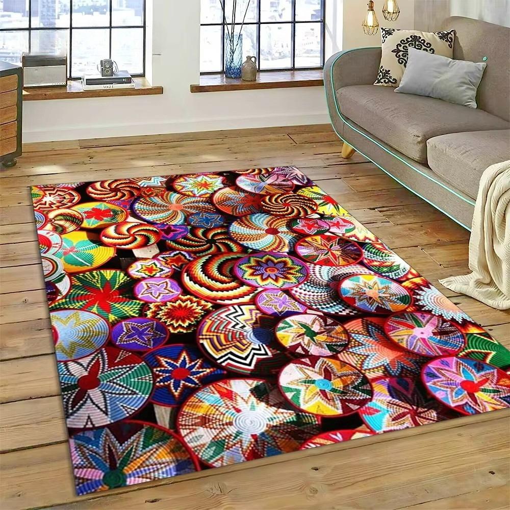 3D Etioopia Värviline Lilleline Kootud Kunstikorvid Mandala Vaip Vaip elutuppa Magamistuppa Kodukaunistus, Libisemisvastane diivanile Uksematt