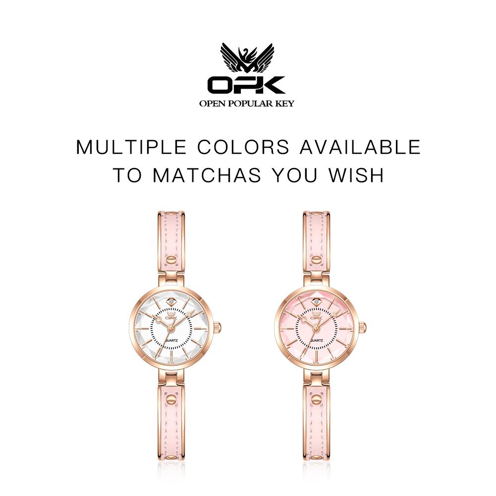OPK 6089 Original Elegant Ladies Watch Leather Strap Waterproof High Quality Fashion Women's Quartz Wristwatch