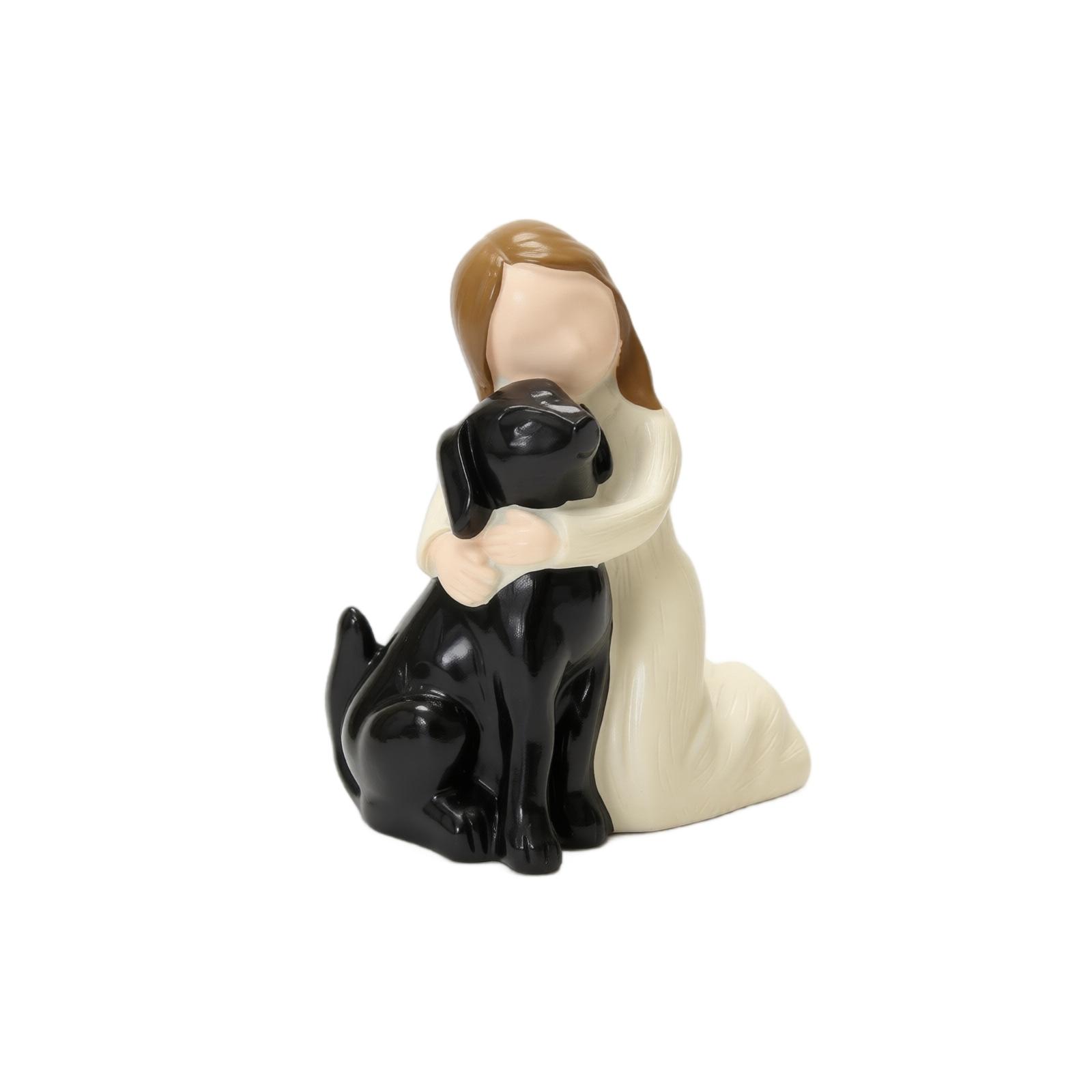 

Resin Figurine Girl Hugging Dog Decorative Sculpture Home Garden Desktop Ornament Gift Display Piece One Size чёрный