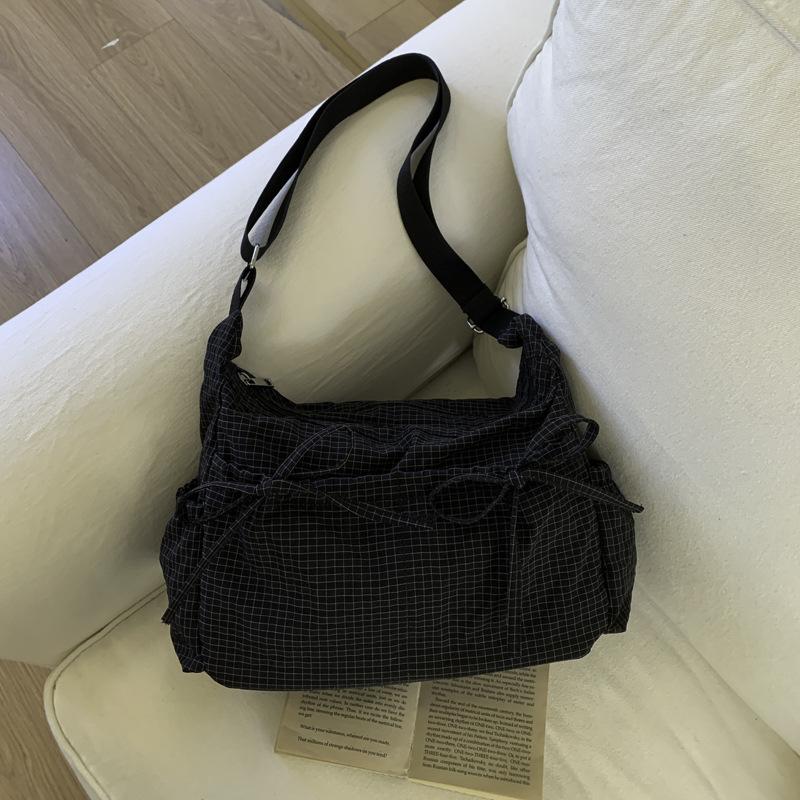 Korean Large Capacity Crossbody Bags for Women Versatile Ladies Multi-pocket Shoulder Bag Solid Color Bow Female Handbag Tote