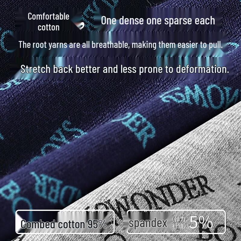 Yalu Men's Pure Cotton Antibacterial Boxer Briefs 4-Pack