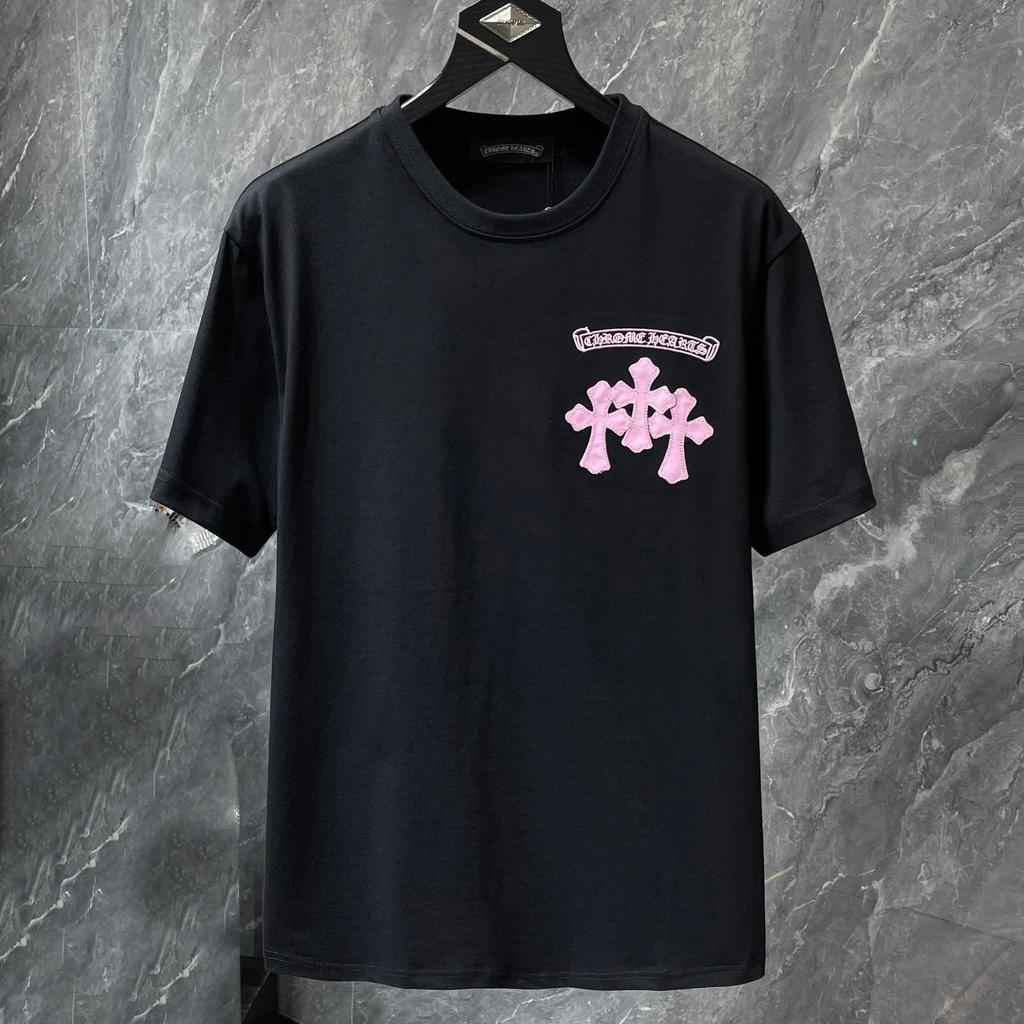 8765 CHROME HEARTS 2026 Summer New High Quality Cotton Round Neck Loose Large Size Men's and Women's T-shirt Couple T-shirt