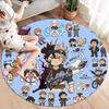 Black Clover Round Area Rug Carpet Rug For Living Room Bedroom Sofa Playroom Decor Nonslip Floor Mat