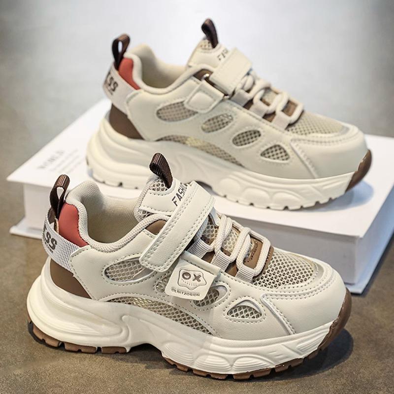 Boys shoes 2025 spring new children's non-slip soft-soled sports shoes medium and large children's boys mesh breathable dad shoes