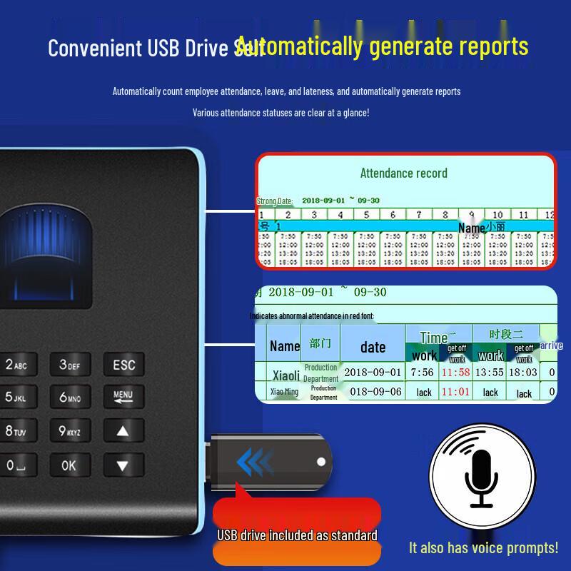 Youku Biometric Attendance System CN plug (adapter included)