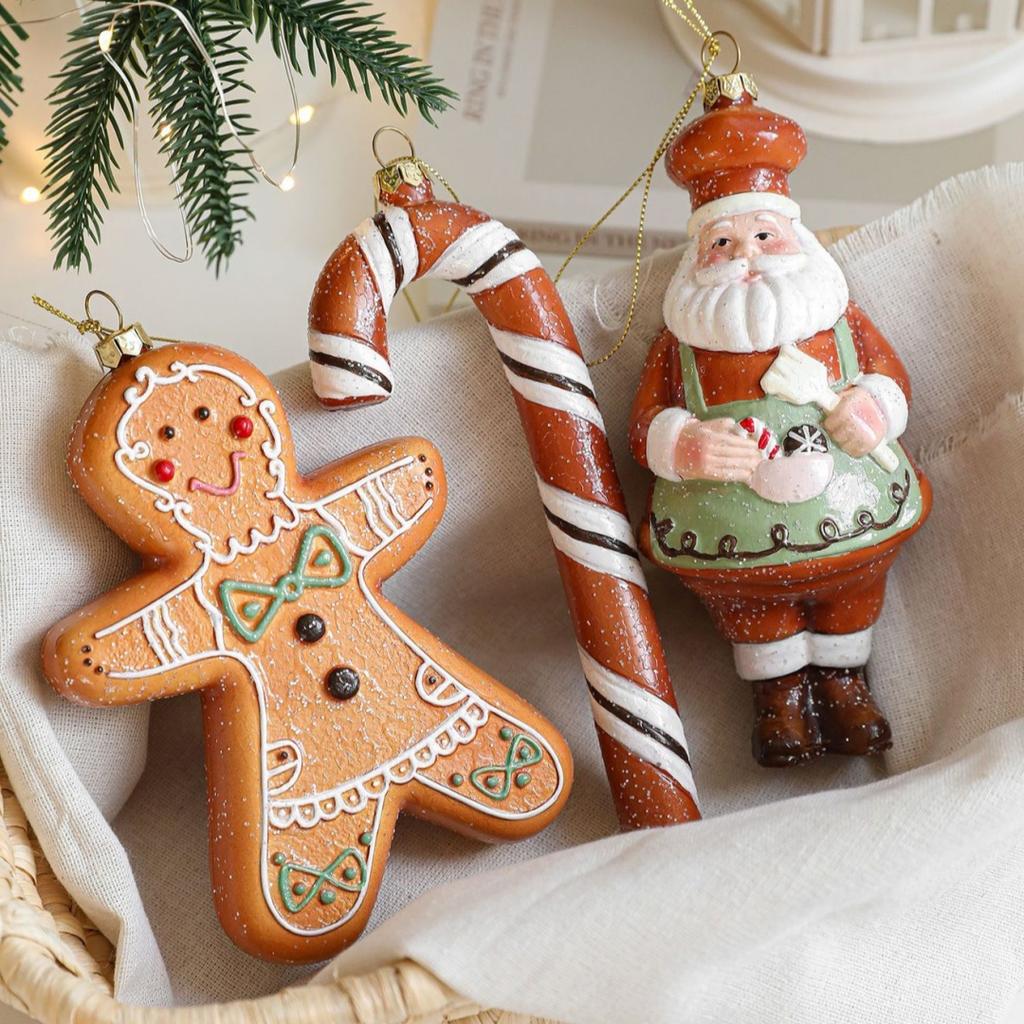 Gingerbread Man Christmas Tree Hanging Ornament Plastic Cute Holiday Pendant For Kids And Adults Home Table Mantel Party Decor