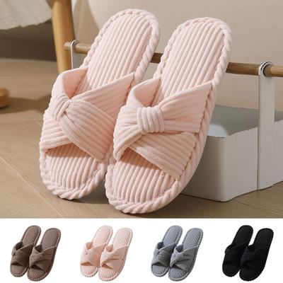 Slippers Voor Vrouwen Dames Slipper Slides Huis Slaapkamer Badkamer Spa Open Teen Corduroy Slippers Gezellig Comfortabel