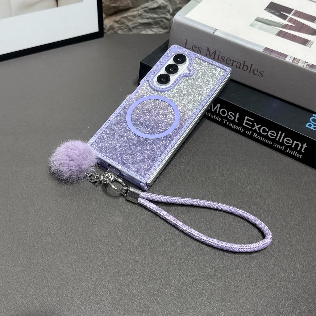 CHAOYIDIAN für Samsung Galaxy Z Fold 7 6 5 4 3 Hülle Bling Glitzer Transparentes Armband Faltbarer Schutz Harte Rückseite Funda