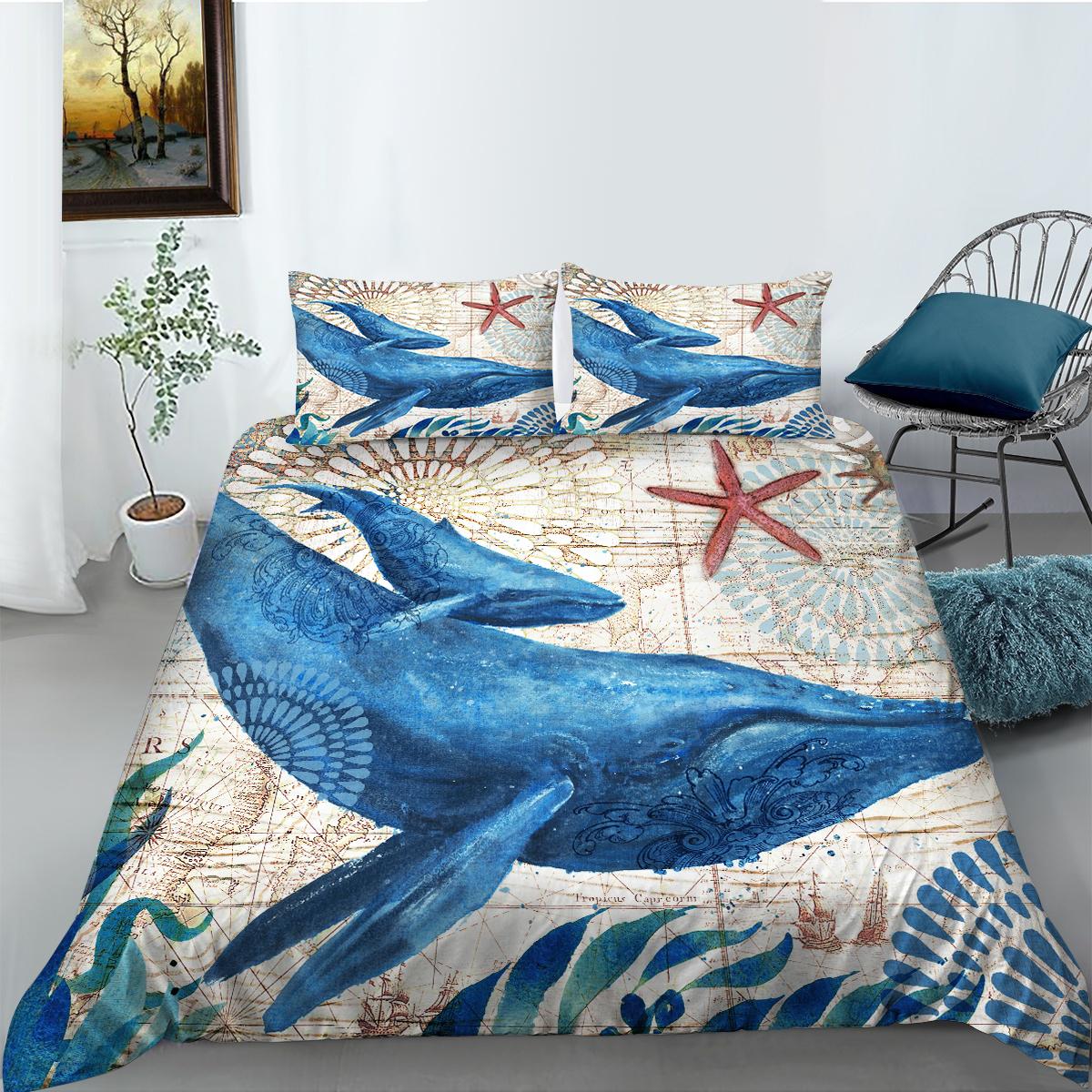 

Бытовое постельное белье с морскими животными, детское одеяло для спальни, наволочка, простыня/двуспальная кровать, полный размер 2/3, постельное белье, украшение дома DE 135x200cm