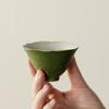 Retro Small Green Orange Ceramic Teacup Kung Fu Tea Set Tea Cup Flower Mouth Teacup Single Cup Hat Cup Incense Cup