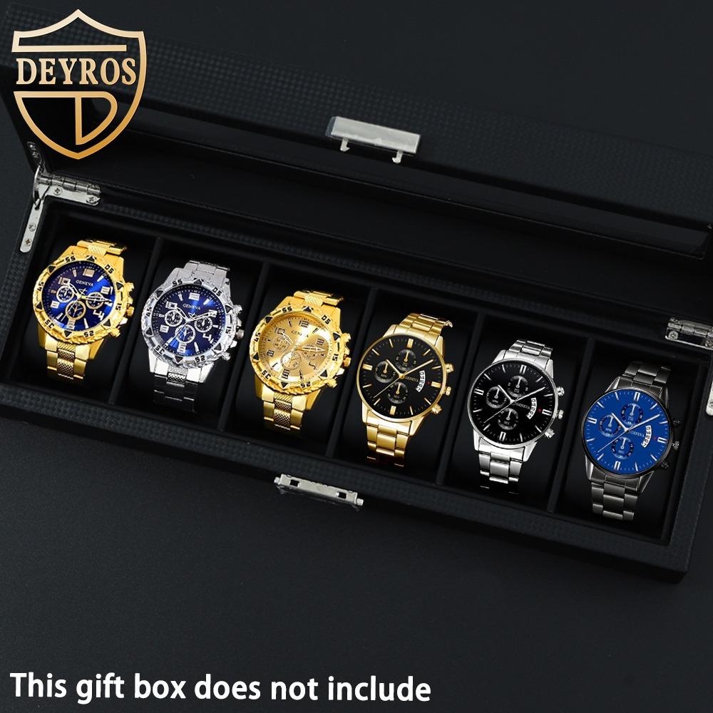

Watch 6-Piece Set Men S Steel Belt Watch Quartz Watch Fashion Watch Casual Watch