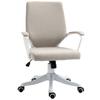 Office Chair Ergonomic Desk Chair with Armrest, Height-Adjustable Swivel Chair with Tilt Function, Linen Look, Padded Computer Chair, Beige+White