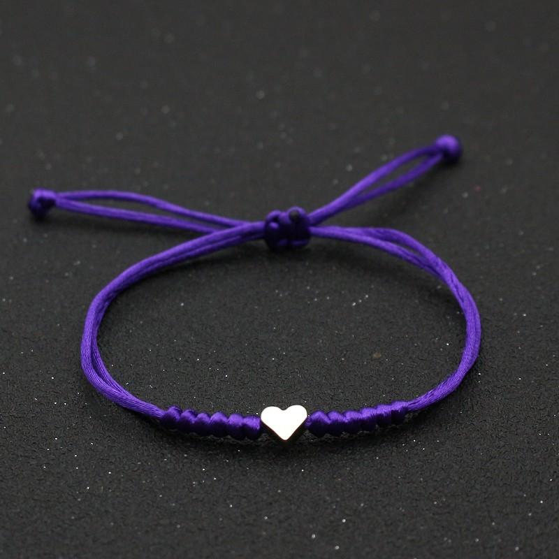 Tiny Heart Charm Bracelets for Women Girls Simple Blue Black Red Rope Chain Braided Bracelet Woven Jewelry Best Gifts Her