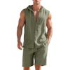 Mens Sleeveless Hooded Shirt And Shorts Casual Set