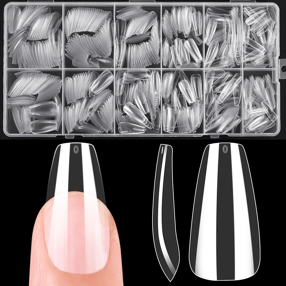 600-Piece Medium Transparent Almond & Square Nail Tips Set