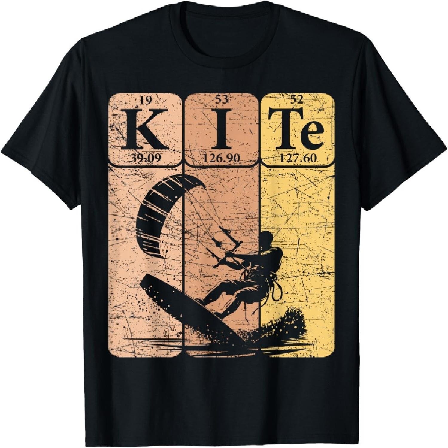 Kitesurfing Periodic Table Elements Kiteboarding Retro T-Shirt XXXXXL разноцветный