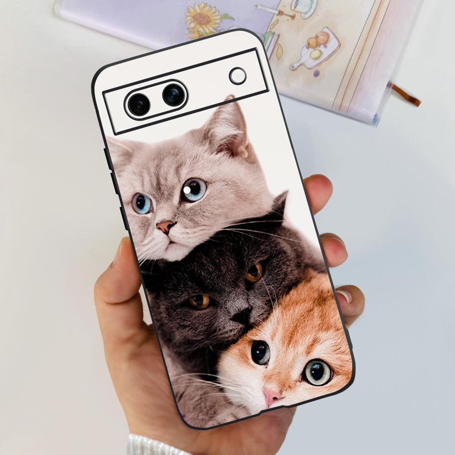 For Google Pixel 8A Case Pixel8 Pro Cute Cat Flower Painted Cover Silicone Phone Case For Google Pixel 8 Pro Pixel8A Soft Fundas