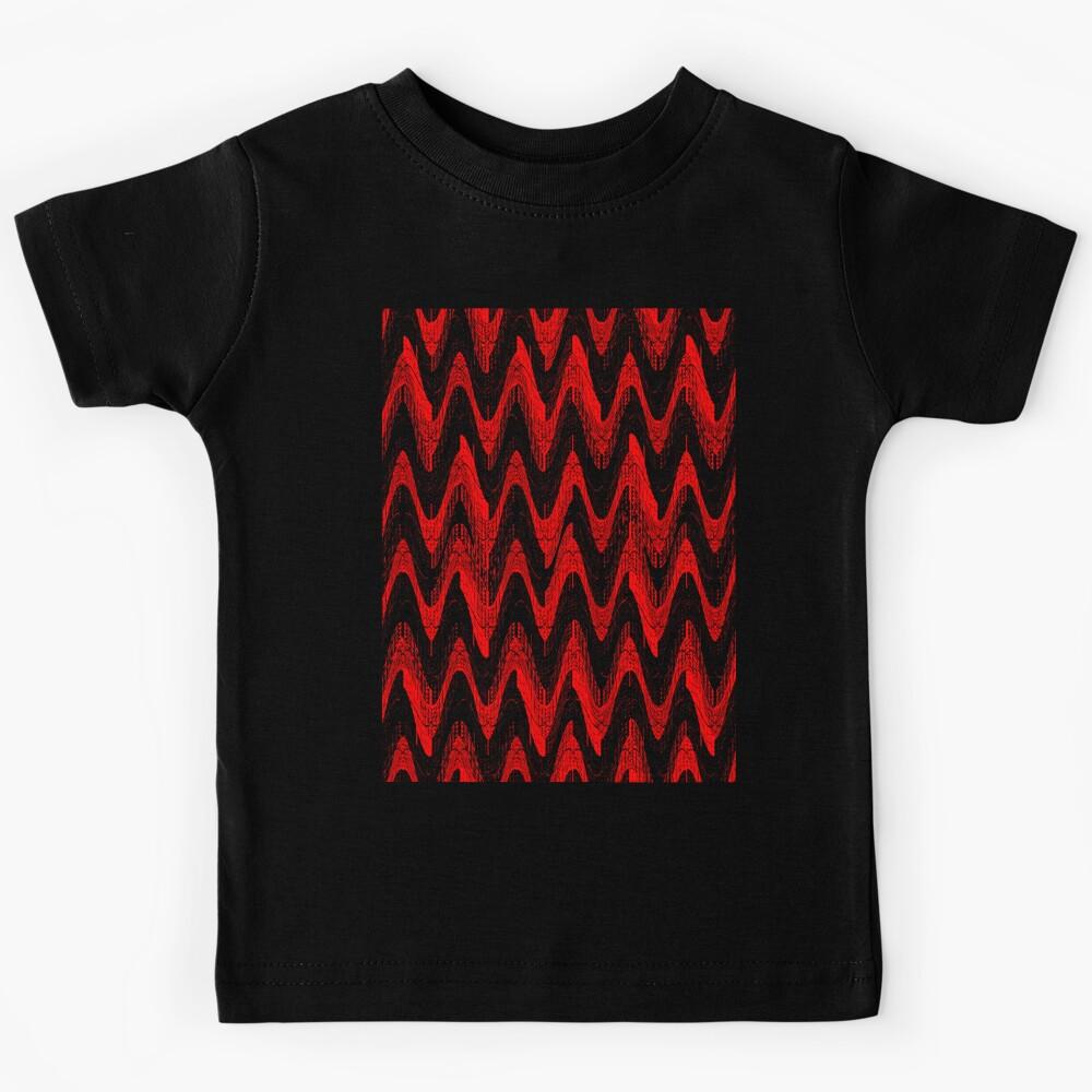 Abstract Red & Black ZigZag Fractal Heartbeats Kids T-Shirt 170