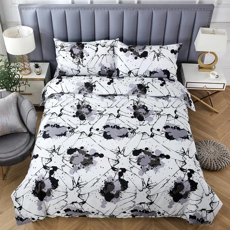 3pcs Boho Bedding Set Striped Geometric Duvet Cover and Pillowcases in Brown Ethnic and Traditional Style Soft Cozy Quilt Covers