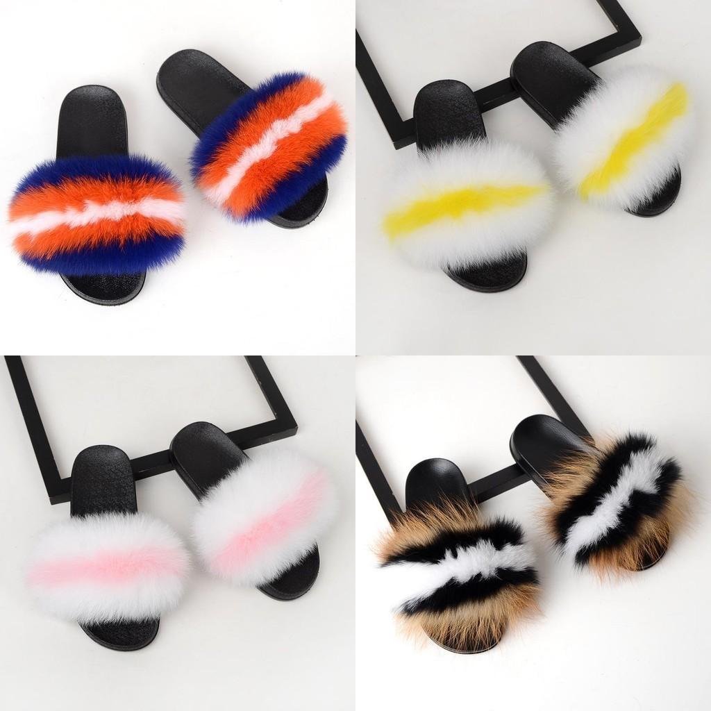 Interactive Women's Fluffy Fur Slippers Sandals Soft Lady Slides