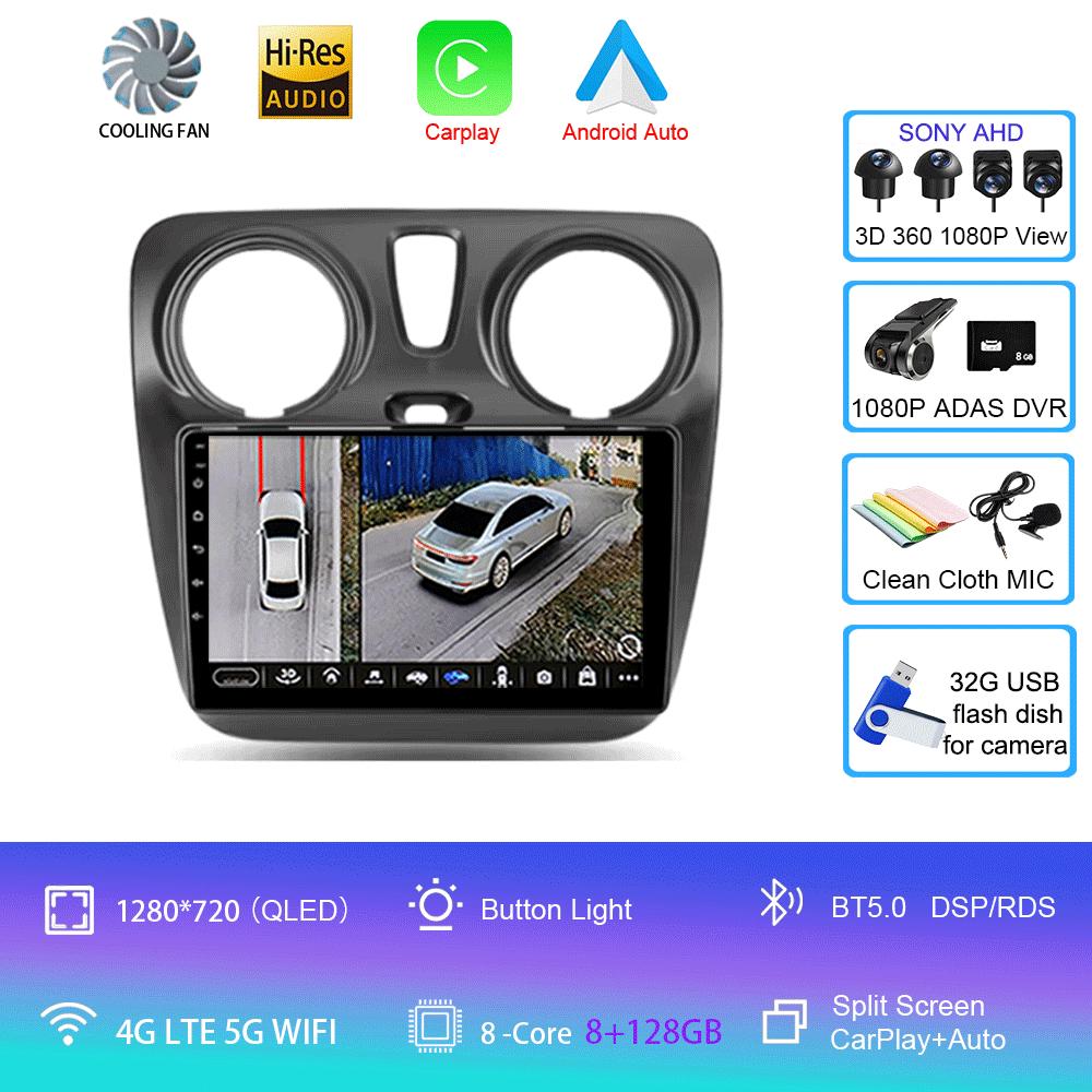 Android 14 Video Playe Carplay Auto WIFI+4G For Renault Lodgy Dacia Dokker 2012-2020  Car Radio Multimedia Navigation GPS Stereo