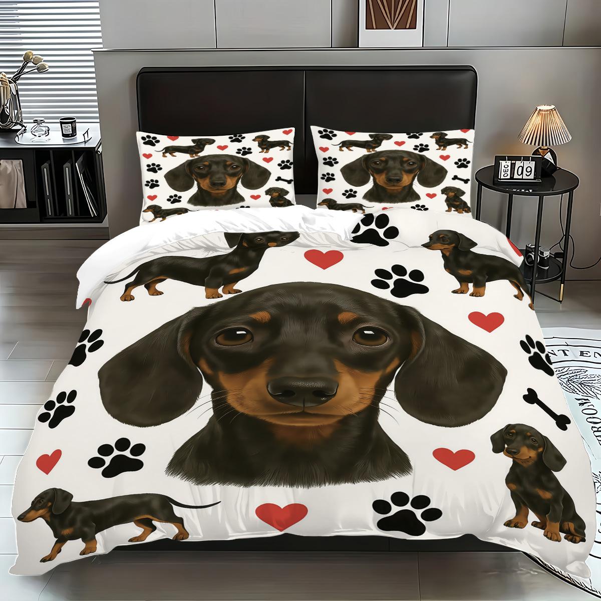 

Cat 3D Digital Printing Three-Piece Set, Polished Bedding Quilt Cover King Quilt Cover 3-Piece Set 135x200cm