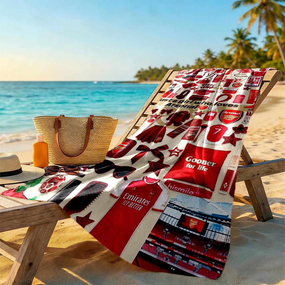 Arsenal Customize Text Beach Towel Super Soft Microfiber Quickdry Fabric Perfect for Traveling Yoga Camping and Swimming