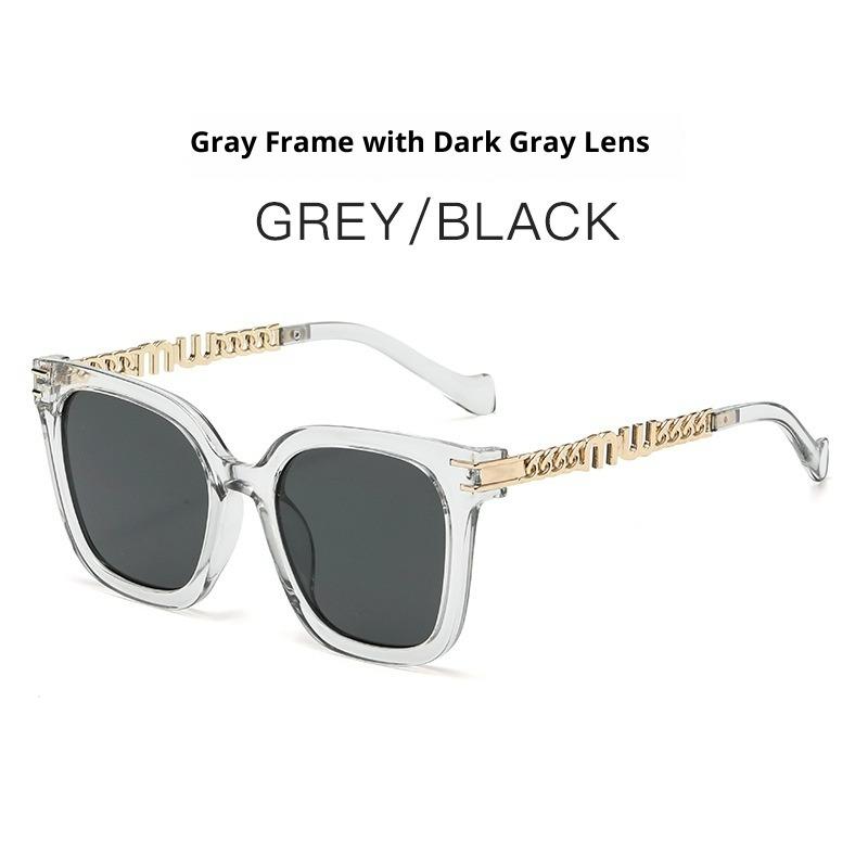 European and American Square Large Frame Chain Sunglasses Street Shooting Trend Men's and Women's Sunshade and UV Protection Sunglasses Women