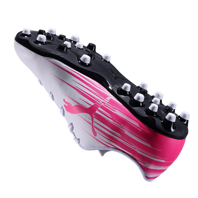 Puma Attacanto Ii Jr Mg Chaussures de Football pour Enfants Légères Confortables Polyvalentes à Tige Basse Basket pour Enfants Blanc Rose Vif 109011-05