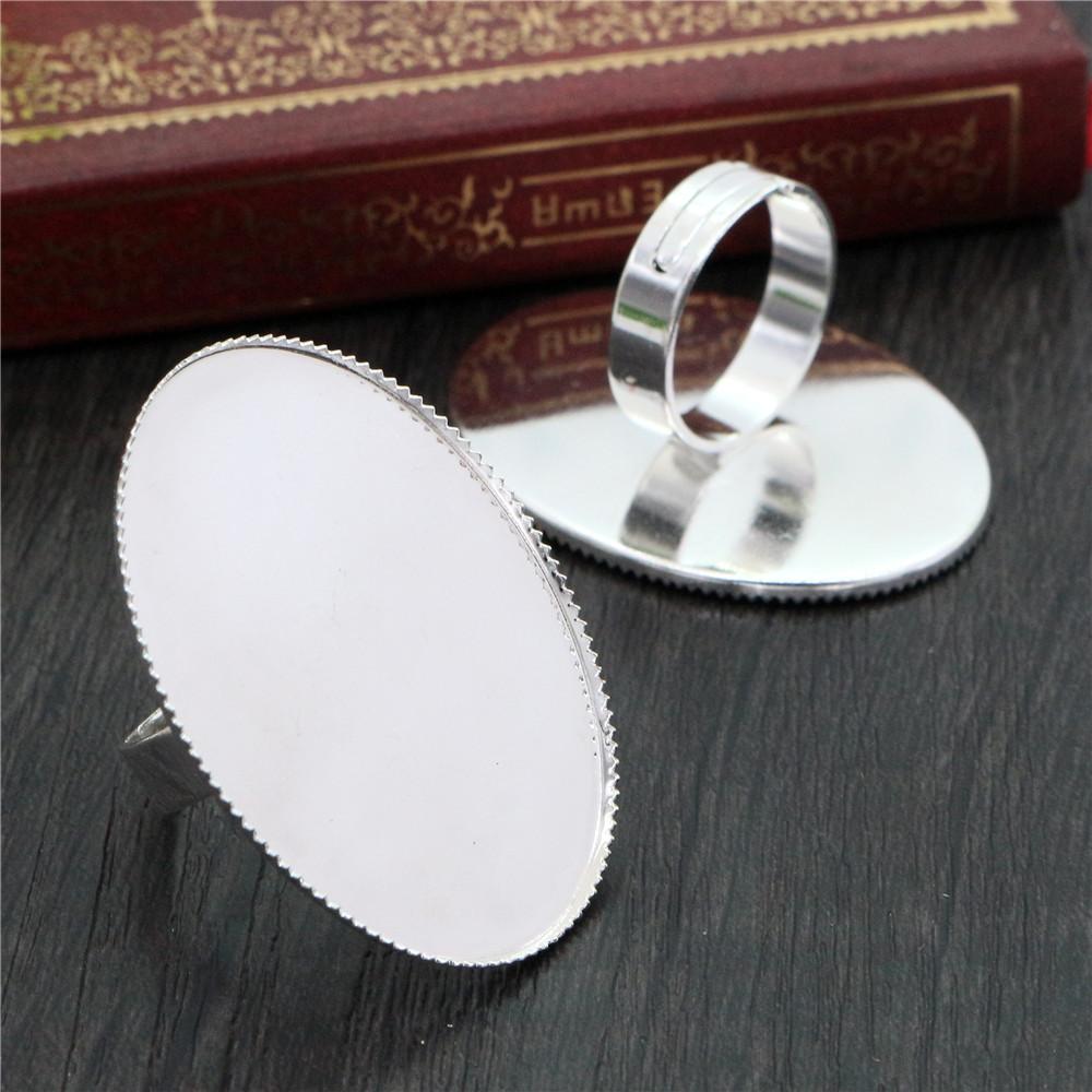 30x40mm 13x18mm 18x25mm 8 Colors Plated Brass Oval Adjustable Ring Settings Blank/Base,Fit 30x40mm Glass Cabochons