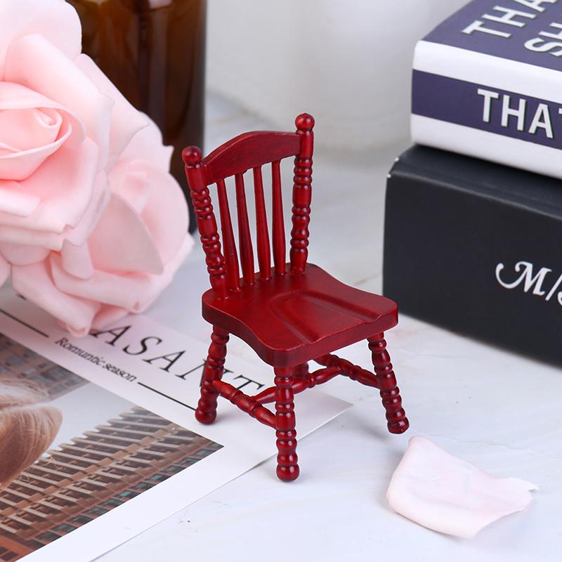 1set 1/12 Scale Miniature Wooden Dining Chair Table Furniture Set For Doll house 1:12 Kitchen Food Furniture Toy Accessories