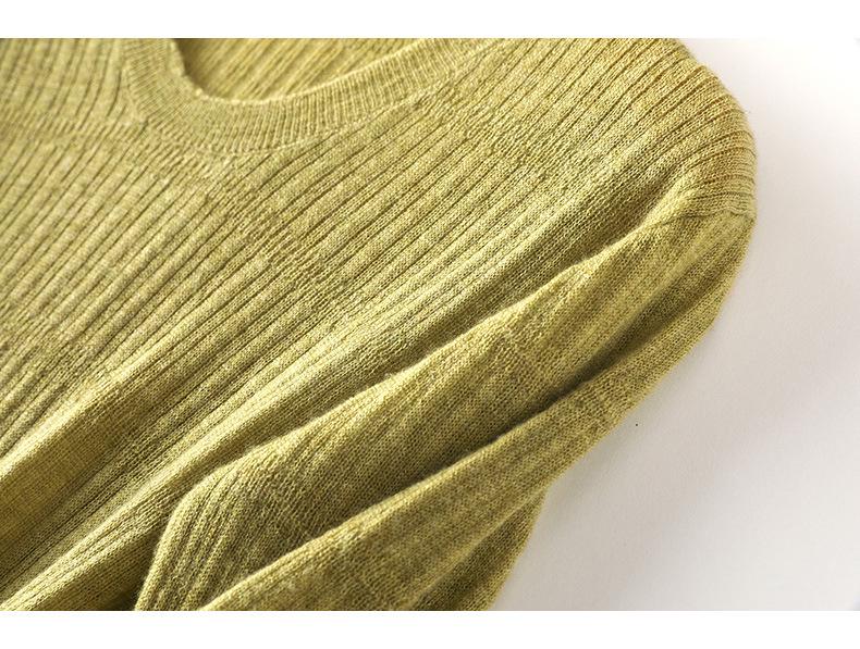 Women's Wool Knit Top, Loose Fit, 3/4 Sleeve, Crew Neck, Base Layer - Spring/Autumn 2023.