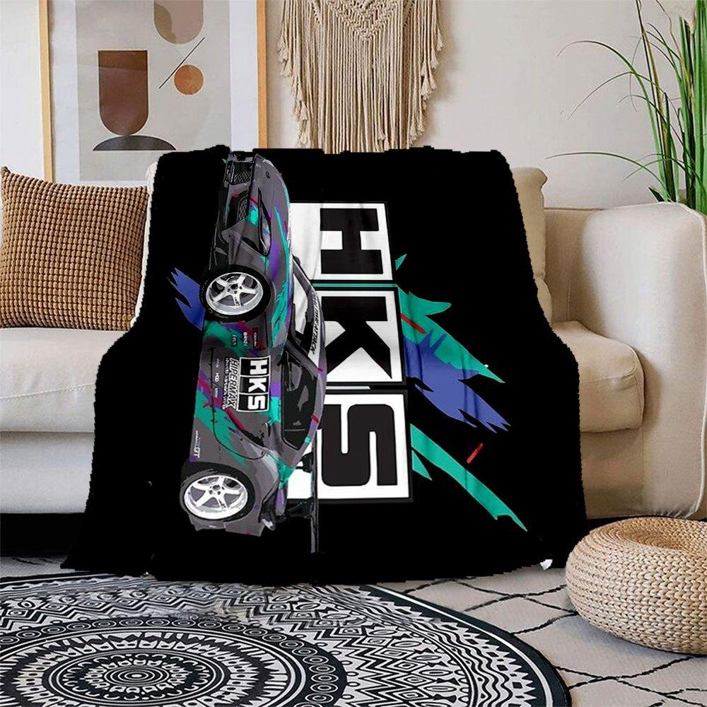 

HKS Racing Car T-Shirt - Performance Auto Enthusiast TeeBlanket Flannel Throw Blanket for Sofa, Bed, Travel, Camping, Office, Couch, Chair, 150x180cm