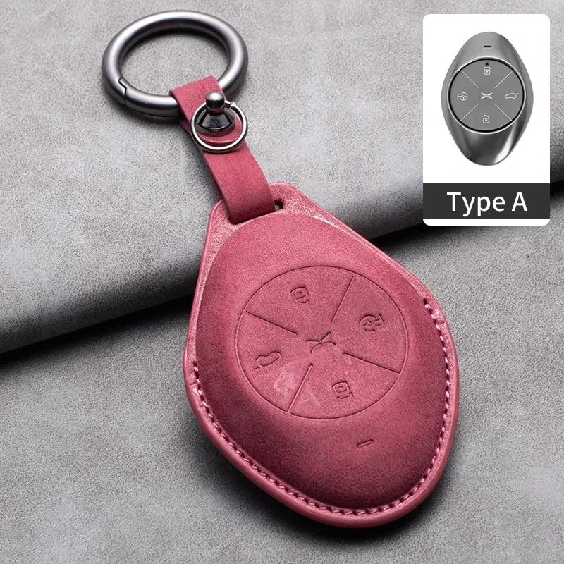 Leather Car Remote Key Case Cover for Xiaopeng Xpeng P5 P7 G3 G6 G9 G3i 2021 2022 Car Key Fob Shell Holder Keychain Accessories