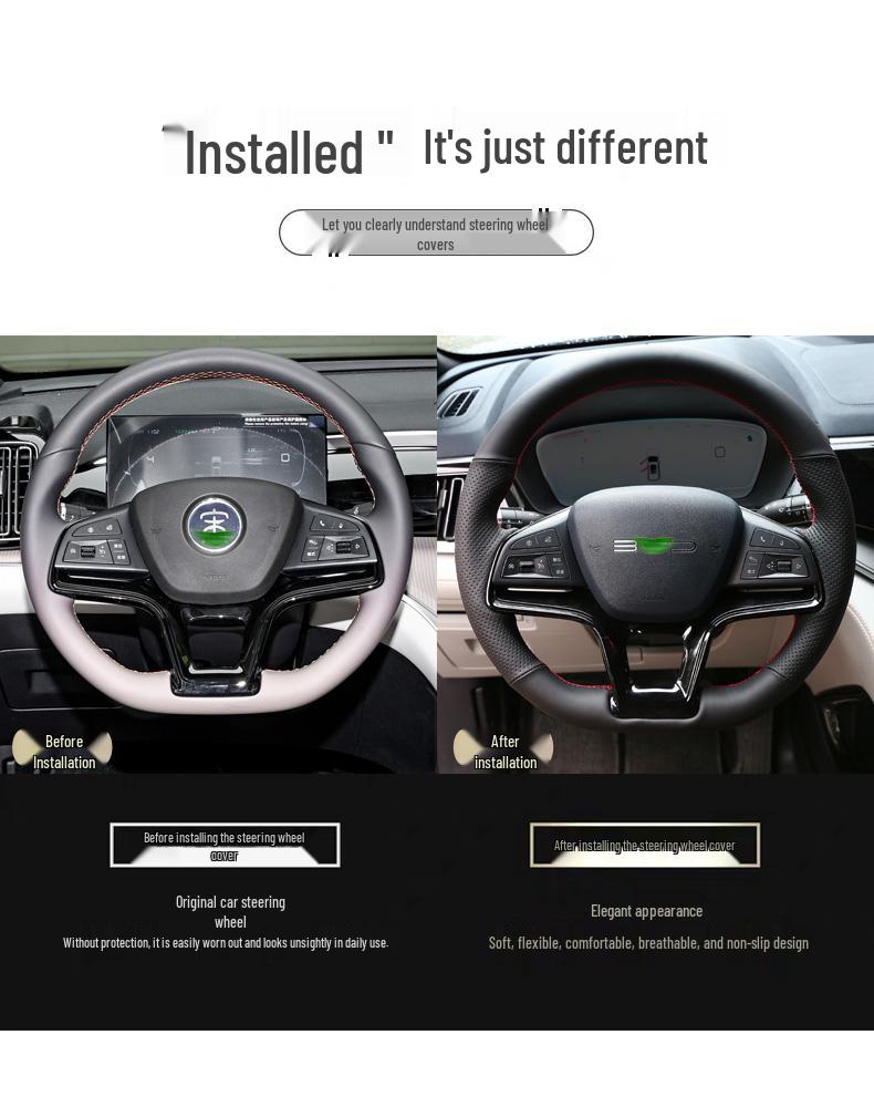 Handgenähte Lenkradabdeckung für BYD Song Plus/Pro & Qin Plus New Energy Modelle