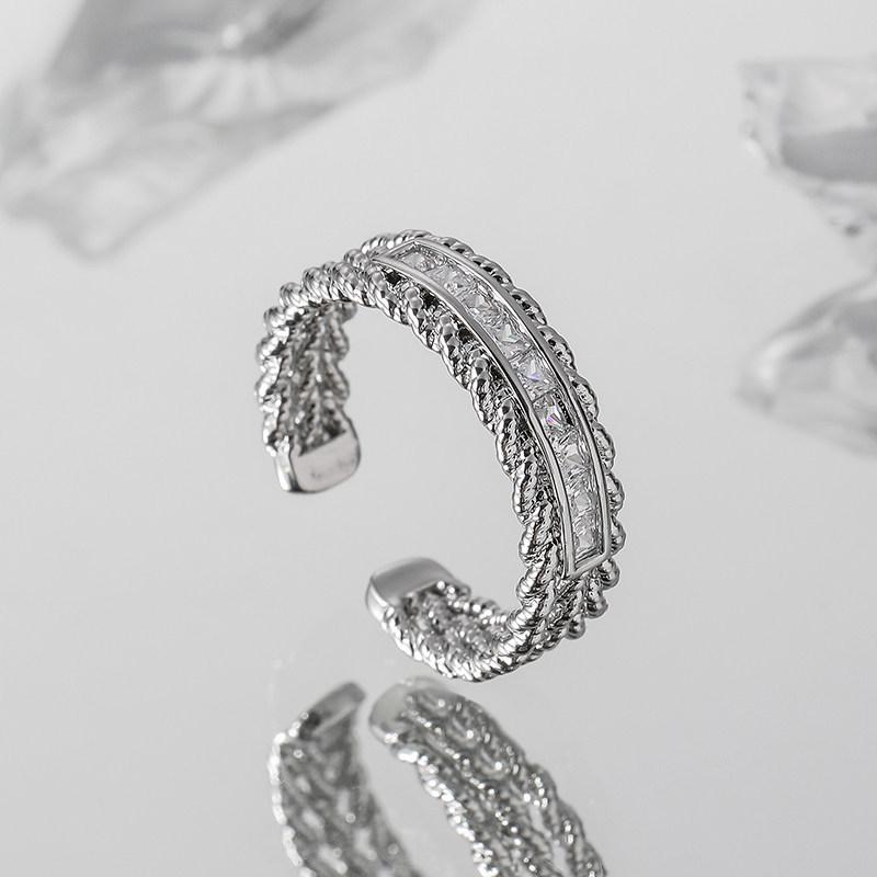Voyage Zirconia Open Adjustable Ring: Elegant, Modern Design for Women