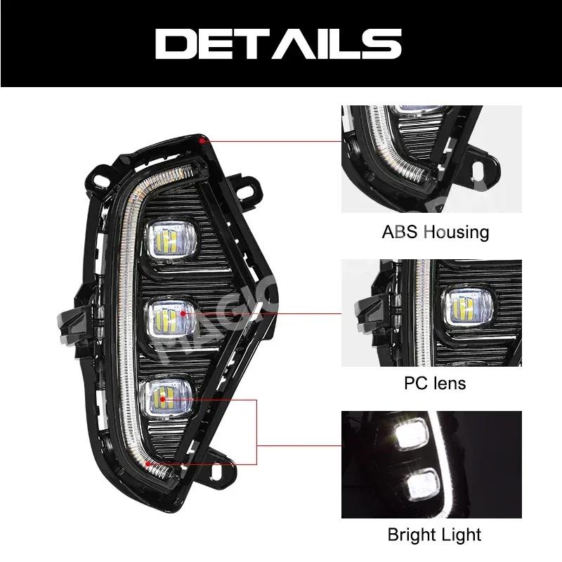 LED Fog Lights For Toyota RAV4 DRL Daytime Running Lamps White Yellow Turn Signal Lamp Assembly Car Accessories