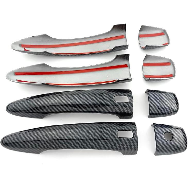 Koolstofvezelkleur Buitendeurhandvat Cover Trim voor Nissan Altima Sentra 2020-2025 X-Trail T33 Rogue 2021-2024 Qashqai Accessoires Decor (met