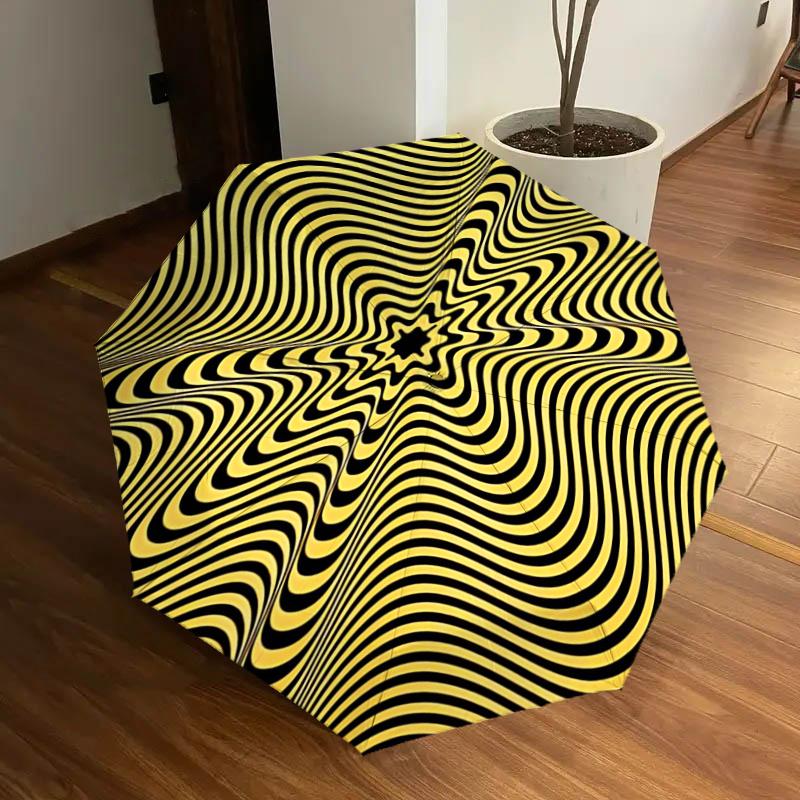 

Automatic Opening Folding Umbrella with Op Art Design Portable 3 Fold Iron Frame Outdoor Umbrella,Ideal Gift for Fans,Travelers,Daily U