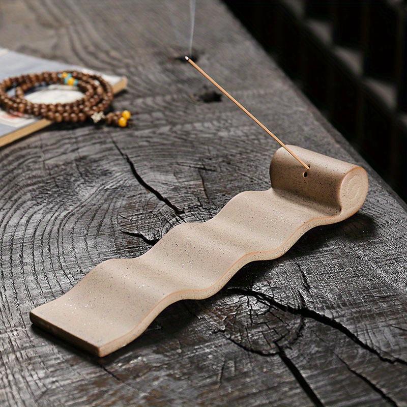 

1 шт. Держатель для благовоний для медитации в стиле дзен - керамическая курильница с золоуловителем - Домашний декор (Без благовоний)