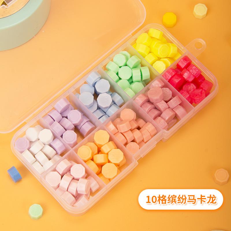 Ten Color Compartment Box Sealing Wax Pellets Complete Sealing Stamp Tool Set Multi Color Sealing Wax Pellets