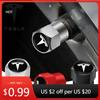 Bilklistermärke 4 st Legering Bilventilhatt Hjulventiler Dammkåpa Däcktillbehör För Tesla Model 3 Model S X Y Cybertruck Roa