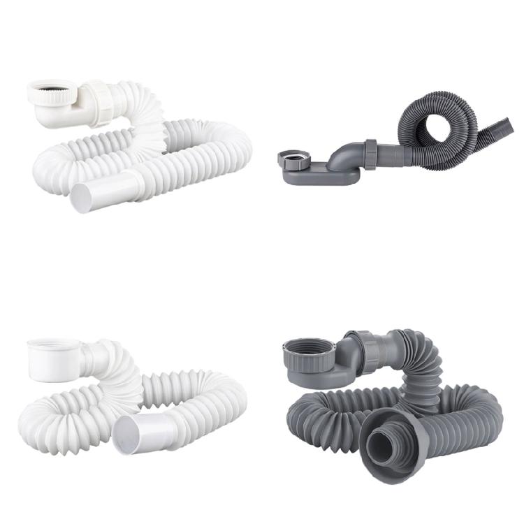 Tubo di scarico per doccia e vasca da bagno con sifone a P flessibile a basso profilo Soluzione di drenaggio efficiente per vasche da bagno autoportanti e docce