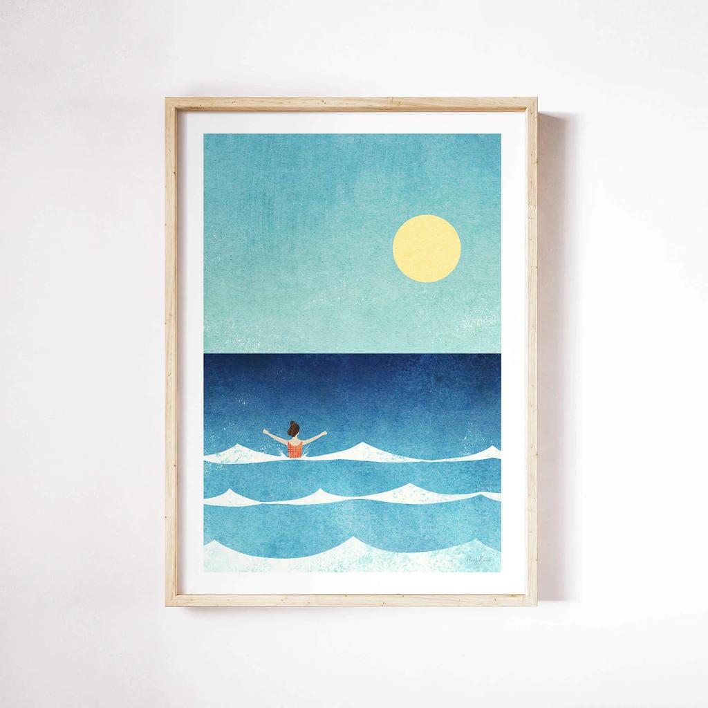 1pc Aesthetic Coastal Canvas Wall Art Seaside Beach Birds Fish House Decor Modern Ocean Waves Minimalist Print Vintage Poster